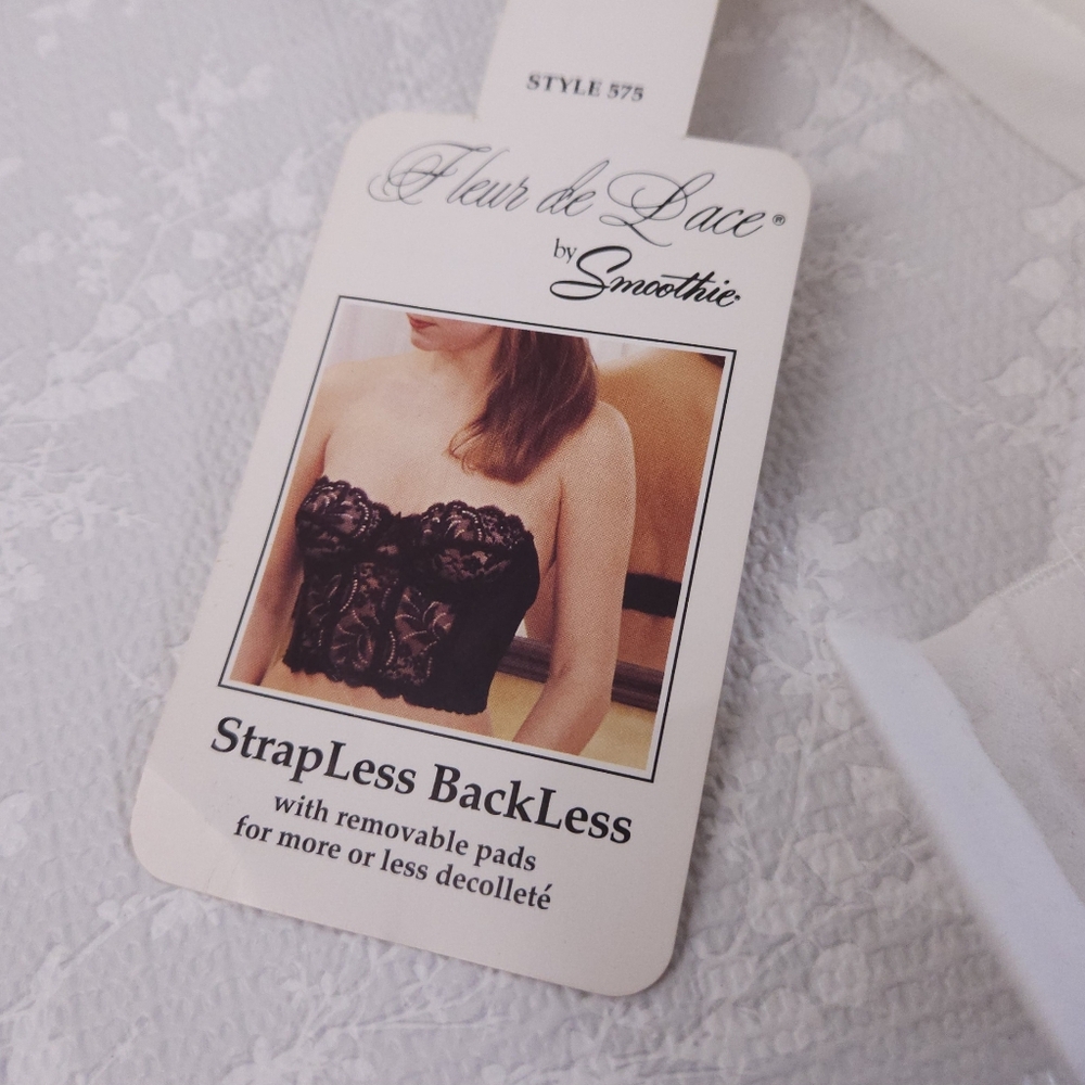Vintage Fleur De Lace By Smoothie White Lace Bustier 38C - Picture 7 of 7